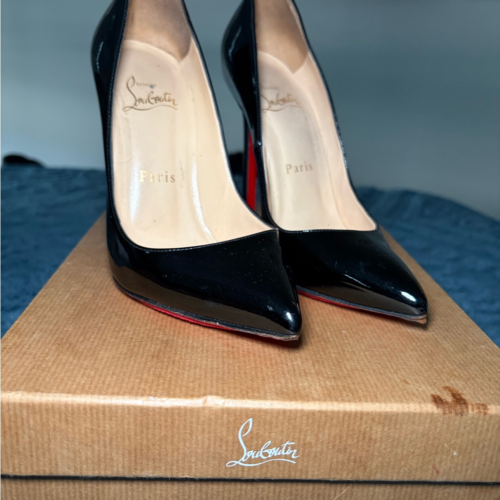 Christian Louboutin Black Patent Pointed-Toe Stiletto Pumps